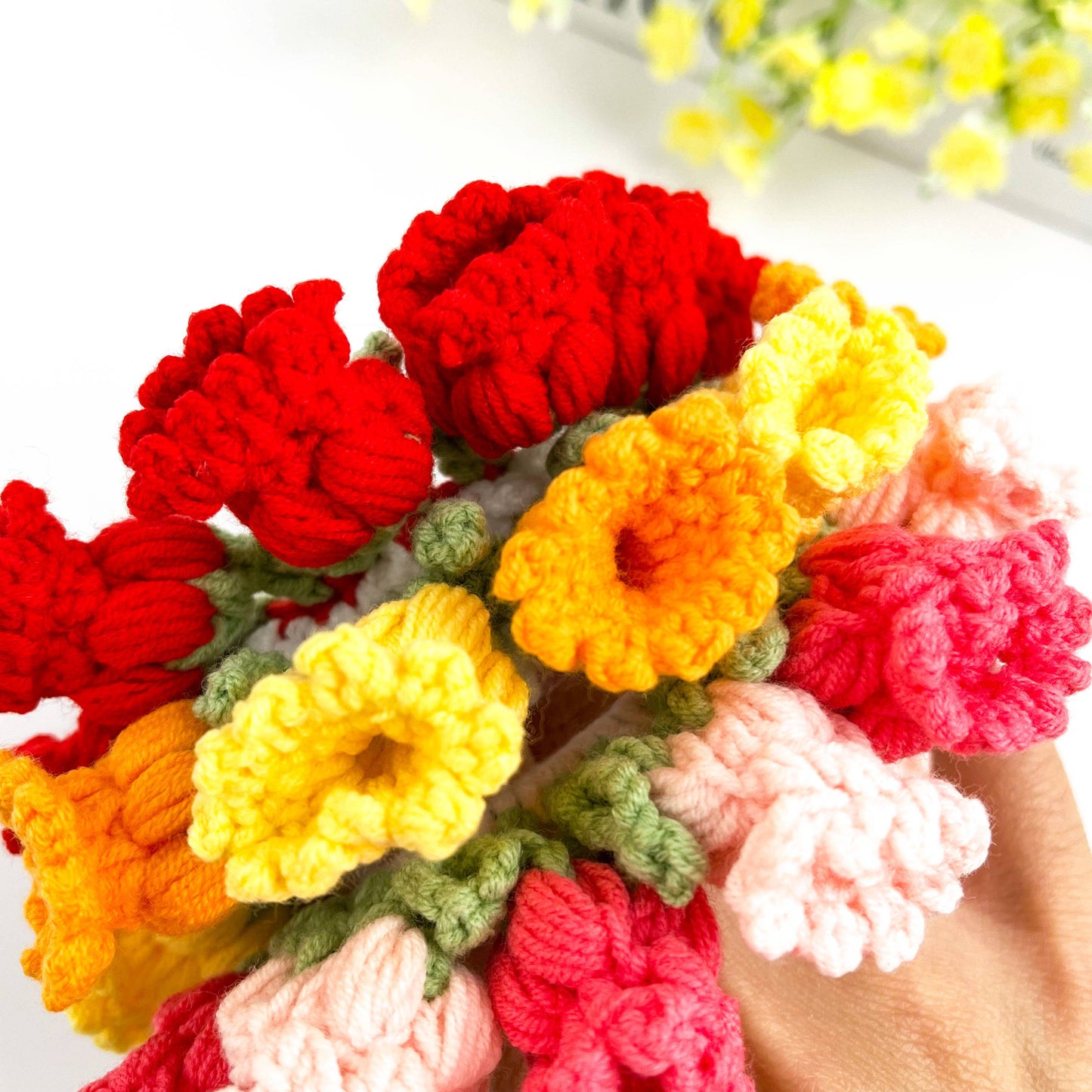 Handwoven Lily of the Valley Scrunchie, Flower Hair Tie