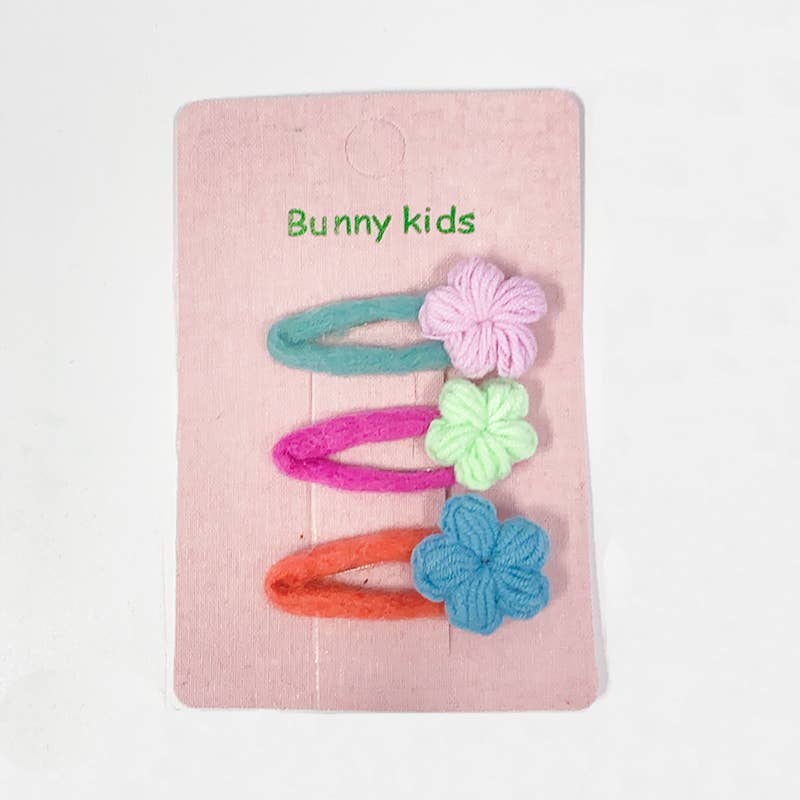 3Pcs Handmade Crochet Flower Hair Clips