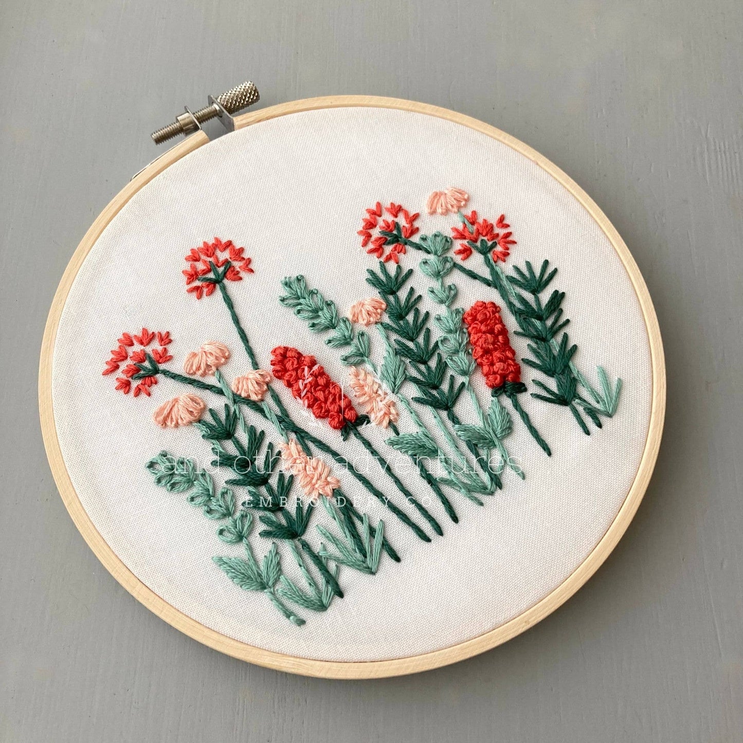 Beginner Embroidery KIT - Coral & Mint Meadow