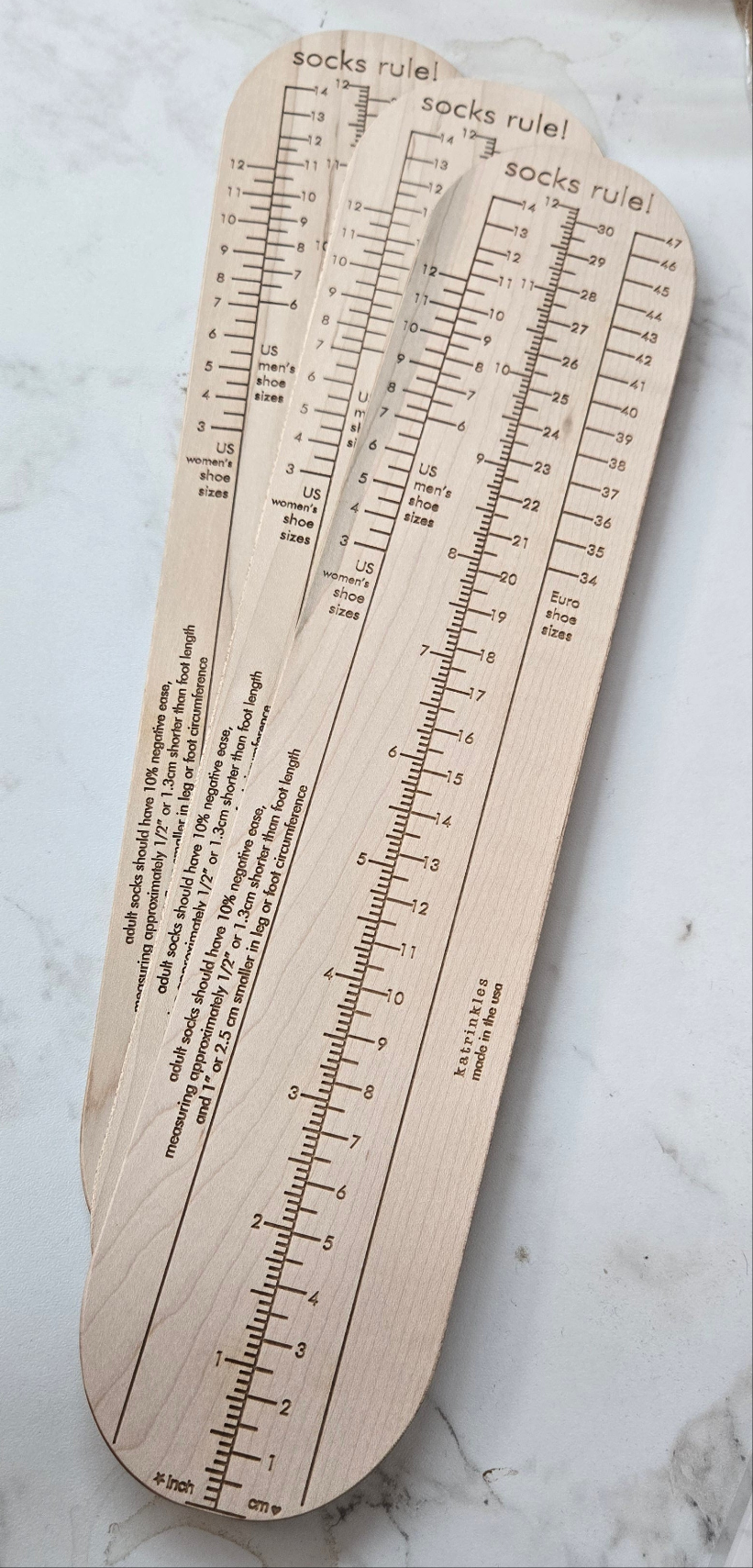 Katrinkles Wooden Adult Sock Ruler