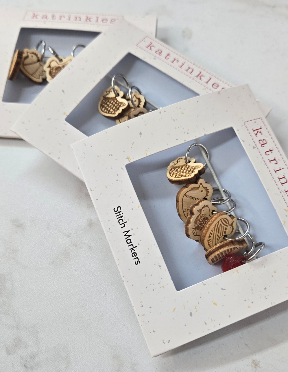 Katrinkles Yarn Chicken Wooden Stitch Markers