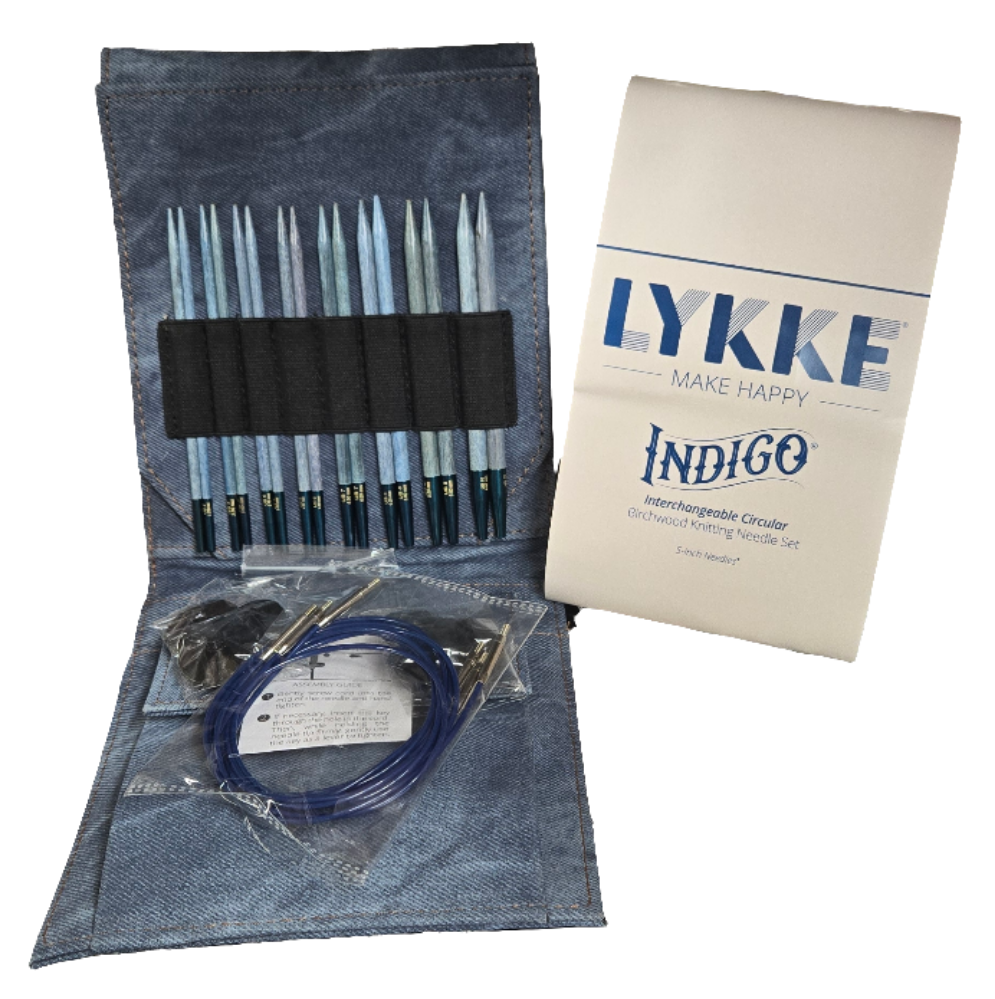 LYKKE Indigo Interchangeable Circular Birchwood 5" Knitting Needle Set