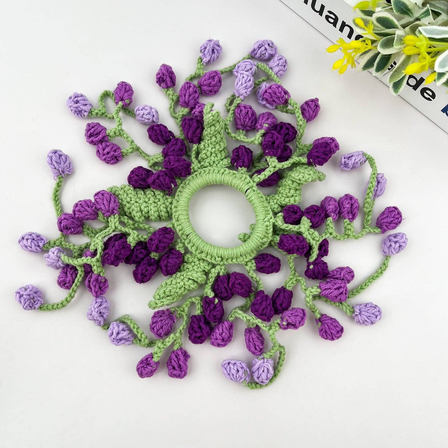 Hand Crocheted Wisteria Flower Hair Scrunchie
