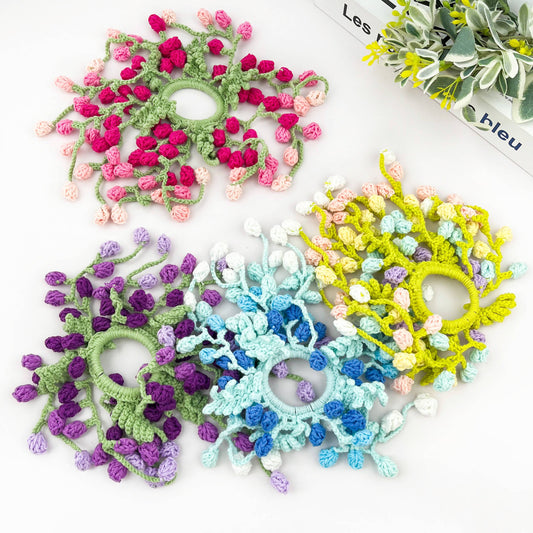 Hand Crocheted Wisteria Flower Hair Scrunchie