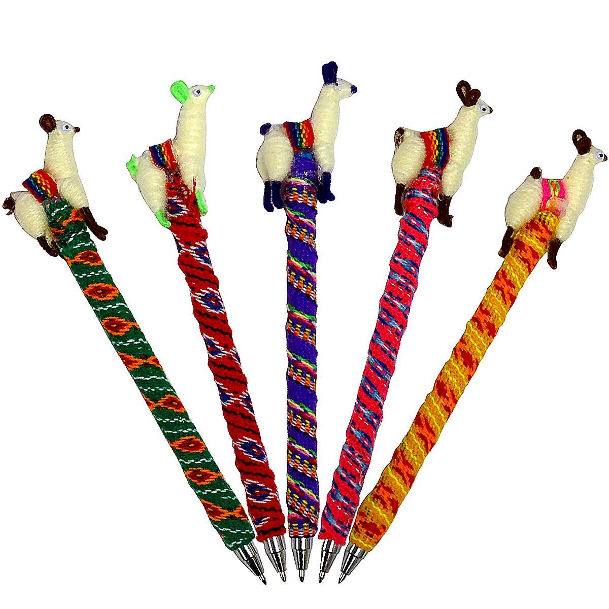 Llama Woven Wool Figurine Striped Pattern Ink Pen