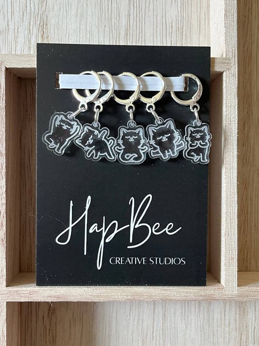HOT YOGA CATS Stitch Marker set