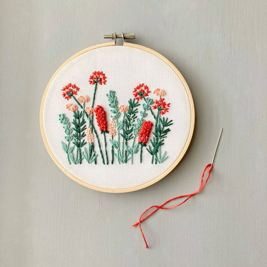 Beginner Embroidery KIT - Coral & Mint Meadow