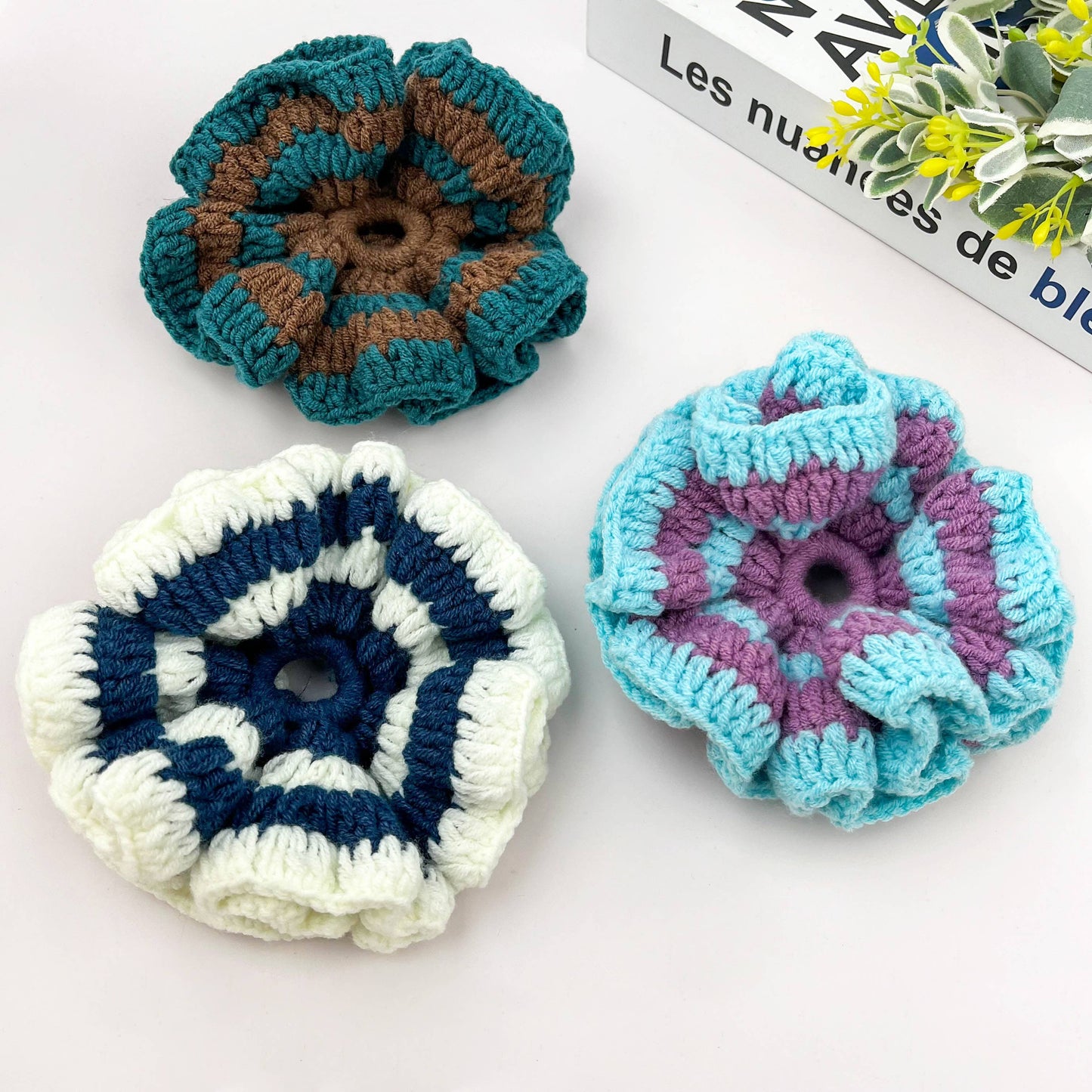 Hand Crocheted Double Layer Yarn Hair Scrunchie