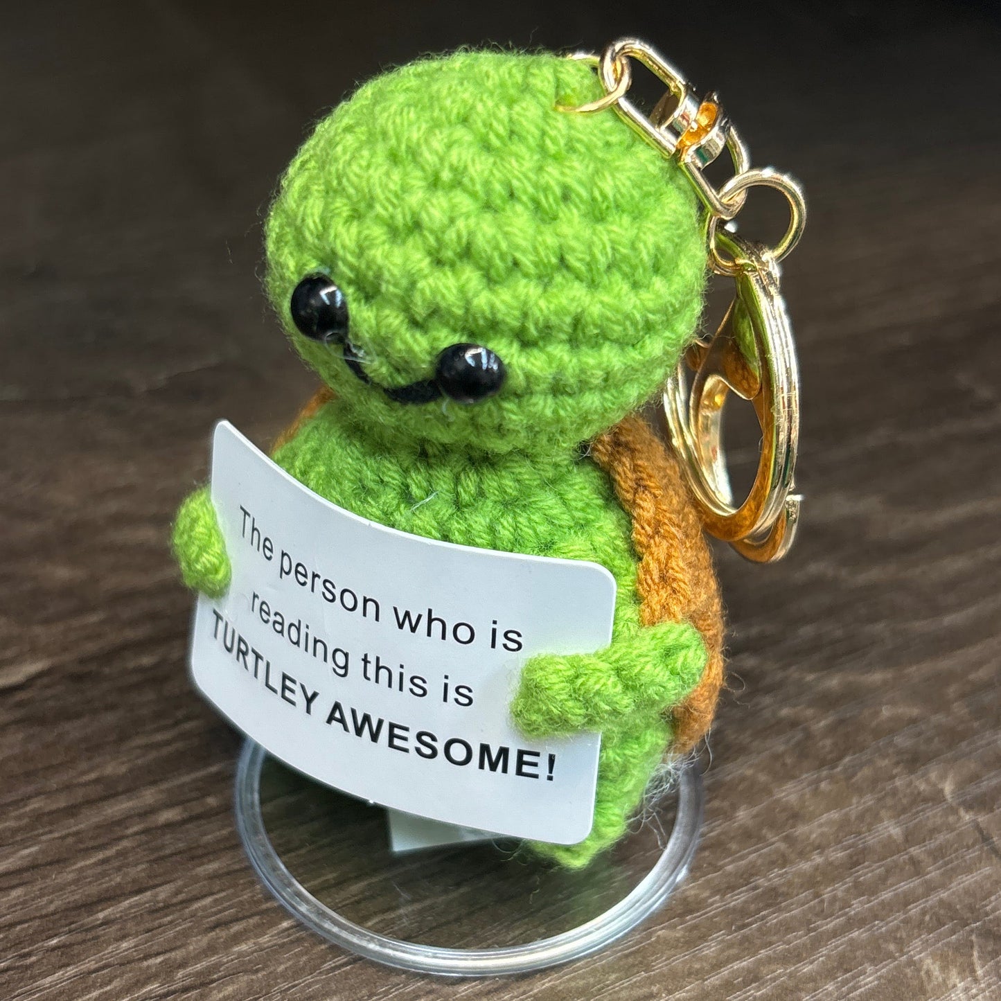Emotional Support Crochet Keychain with Inspire quotes