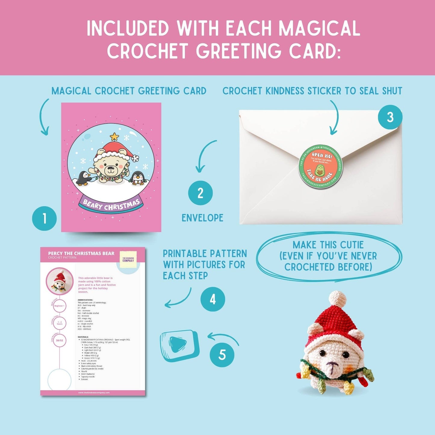 Christmas Card & Polar Bear Crochet Pattern