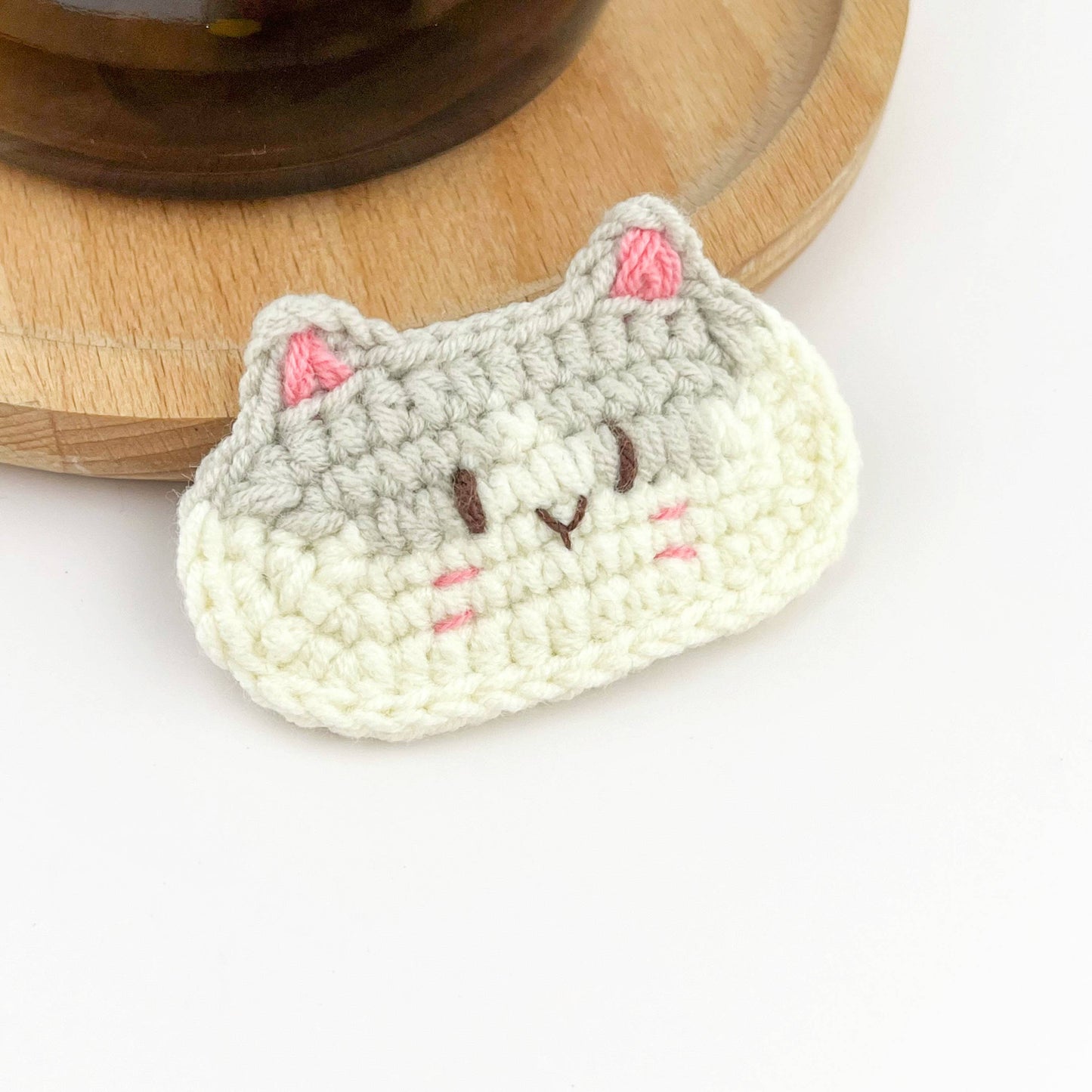 Handmade Crochet Cat Hair Clips, Cute Yarn Kitten Barrettes