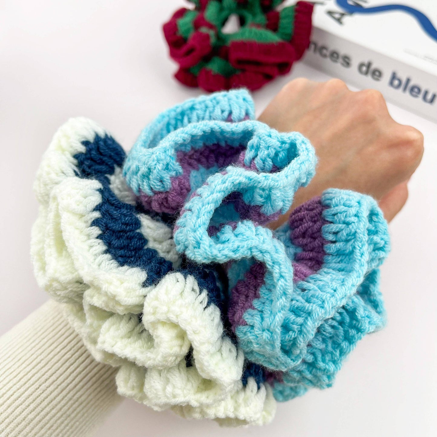 Hand Crocheted Double Layer Yarn Hair Scrunchie