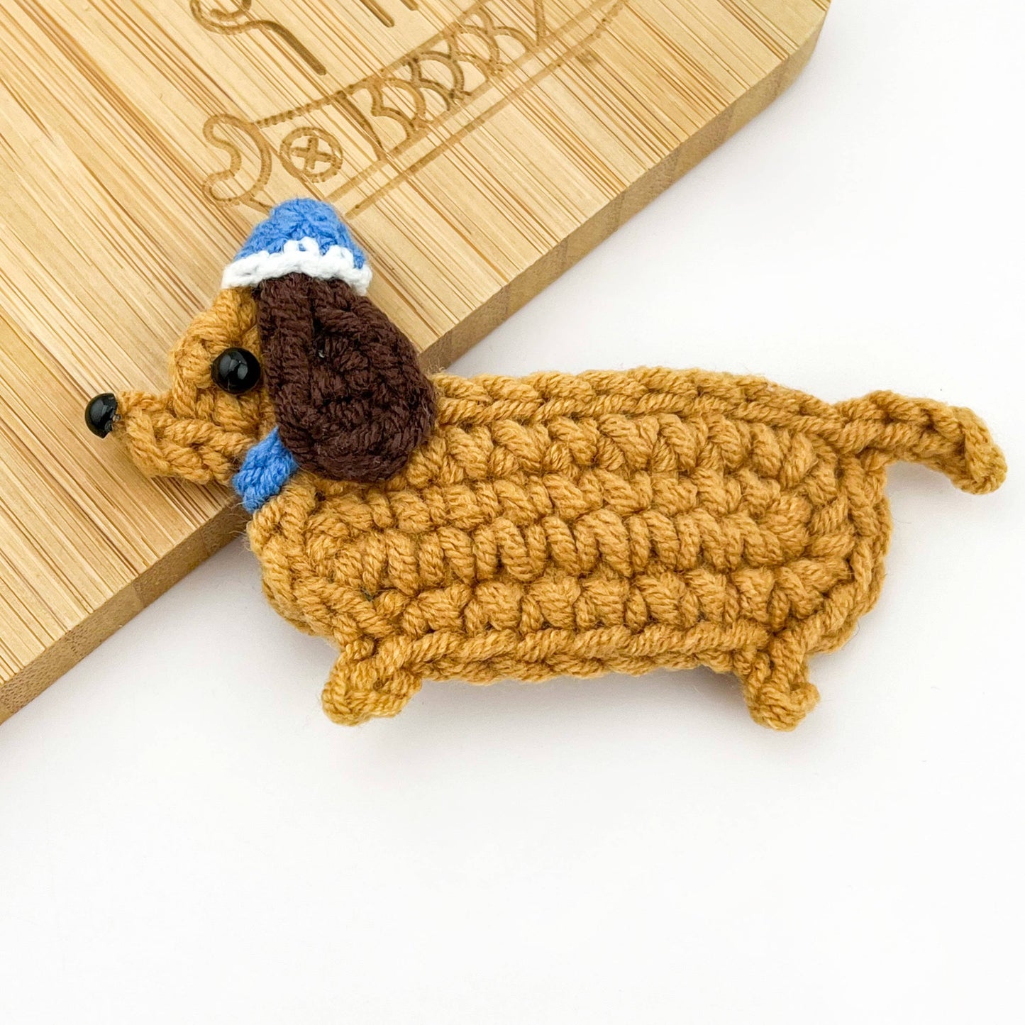 Handmade Crochet Dachshund Hair Clips, Yarn Dog Barrettes