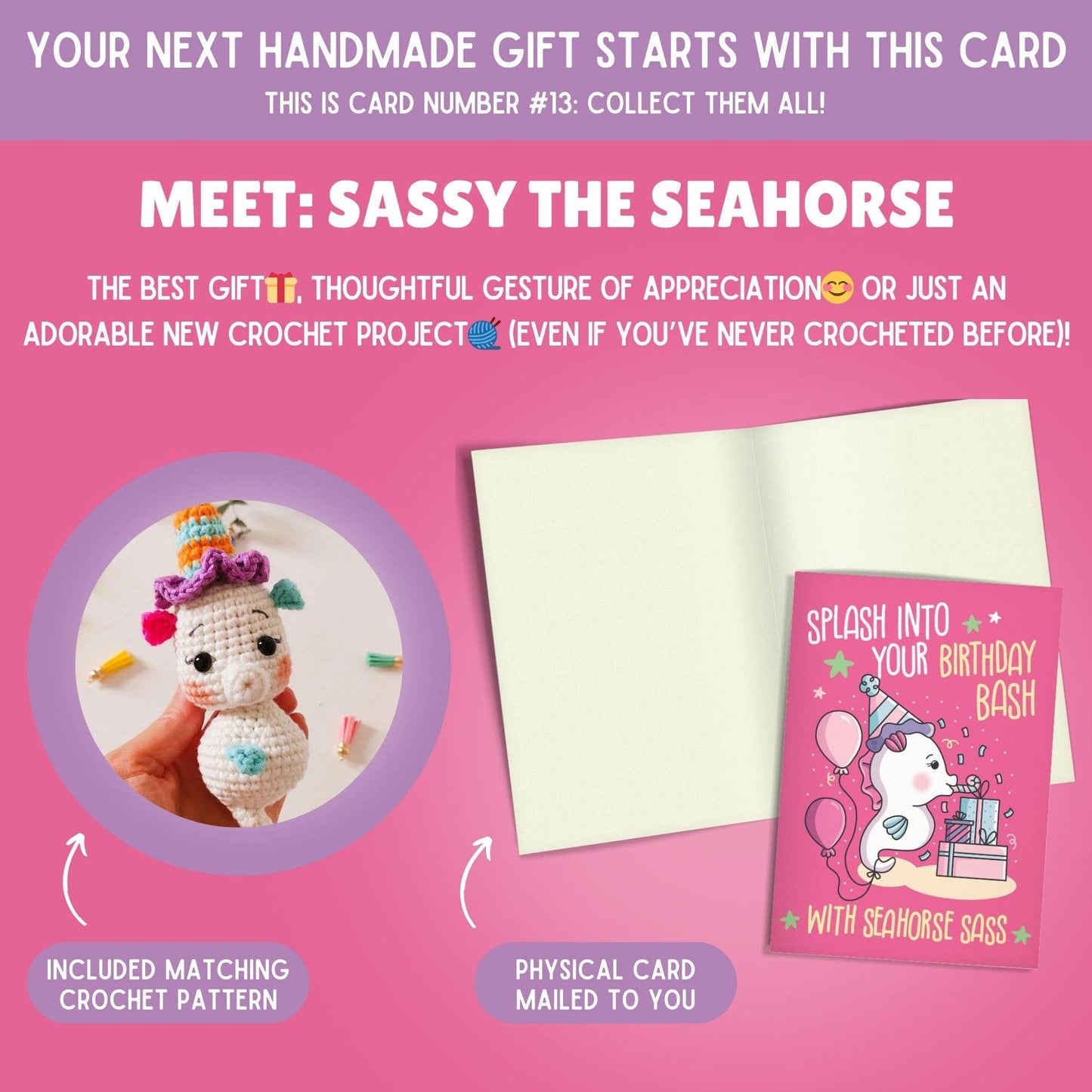 Birthday Card & Seahorse Crochet Pattern