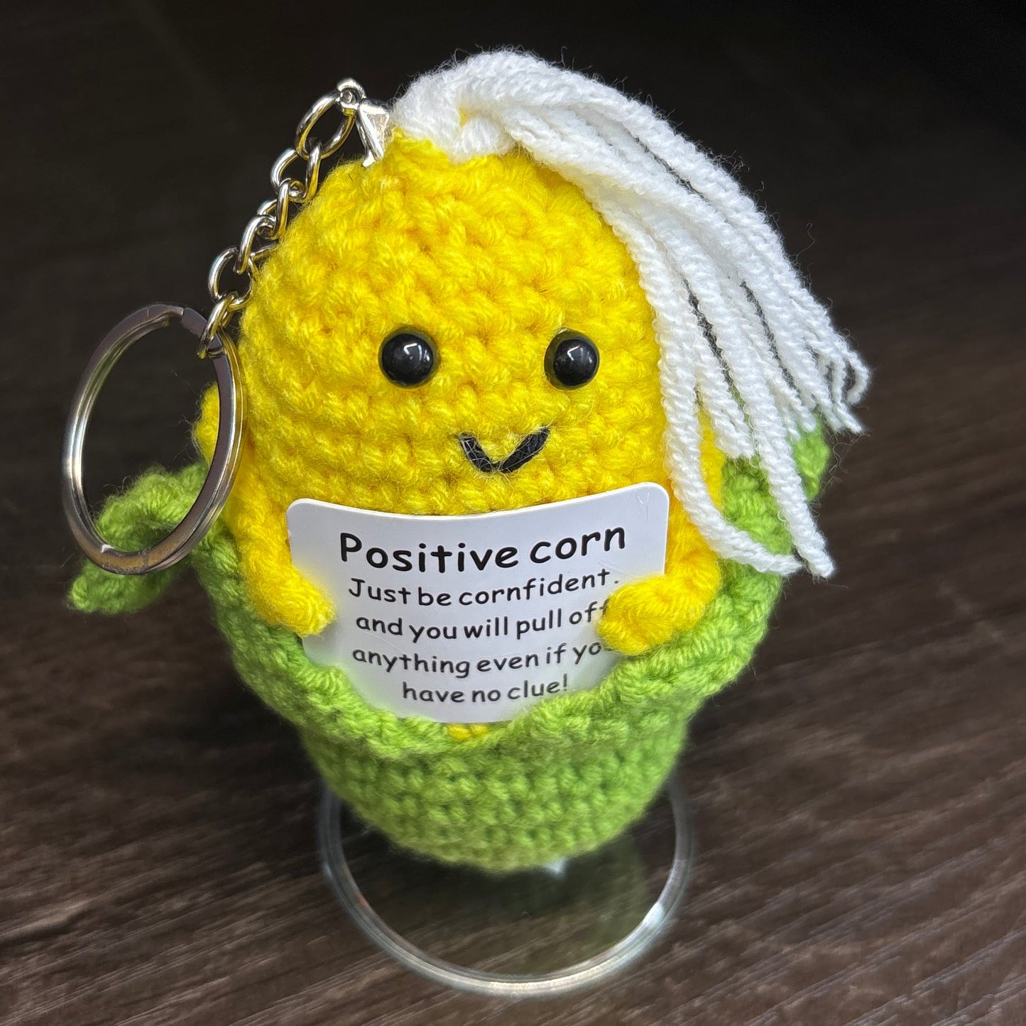 Emotional Support Crochet Keychain with Inspire quotes