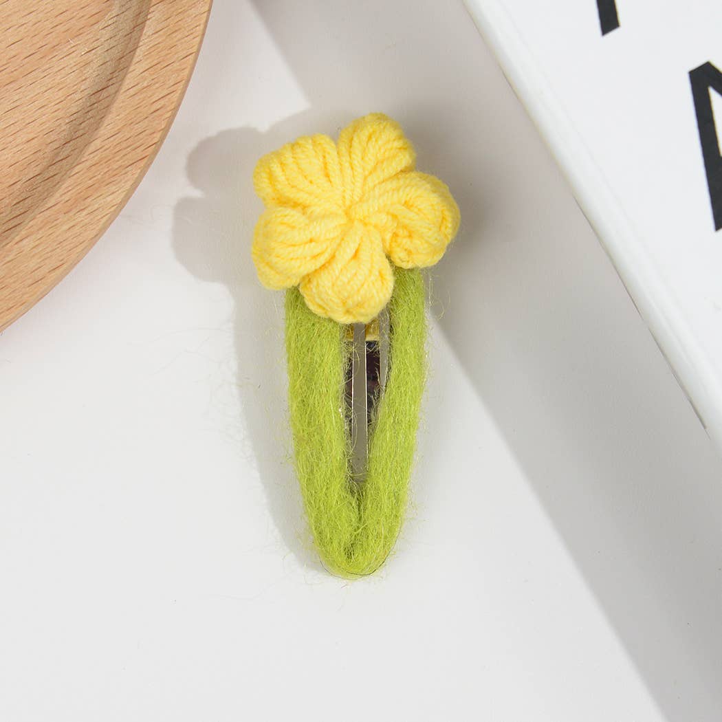 3Pcs Handmade Crochet Flower Hair Clips