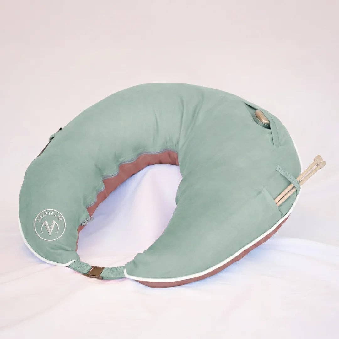 Crafteaze Velvet Green/Peach Maker's Pillow
