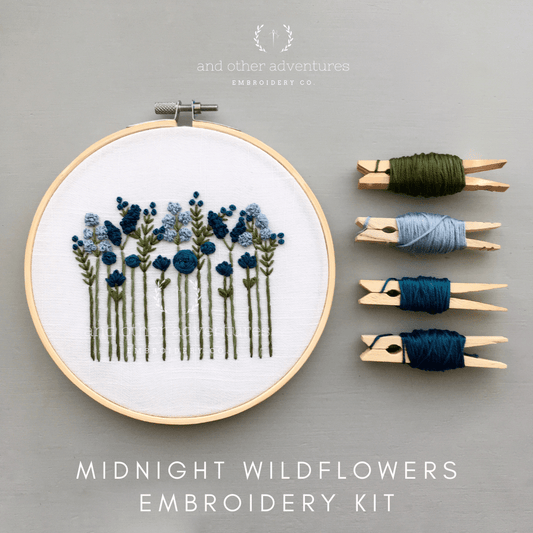 Beginner Embroidery Kit - Midnight Wildflowers