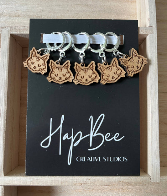 HERE KITTY KITTY Stitch Marker set