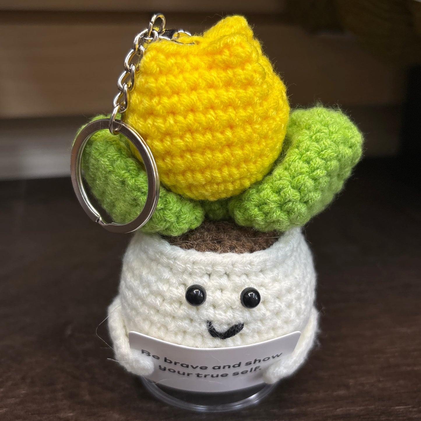 Emotional Support Crochet Keychain with Inspire quotes