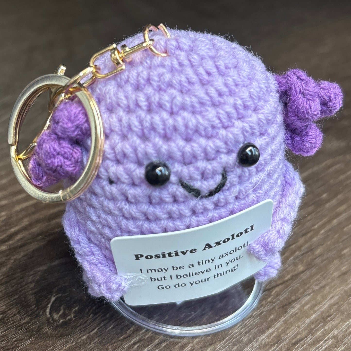 Emotional Support Crochet Keychain with Inspire quotes