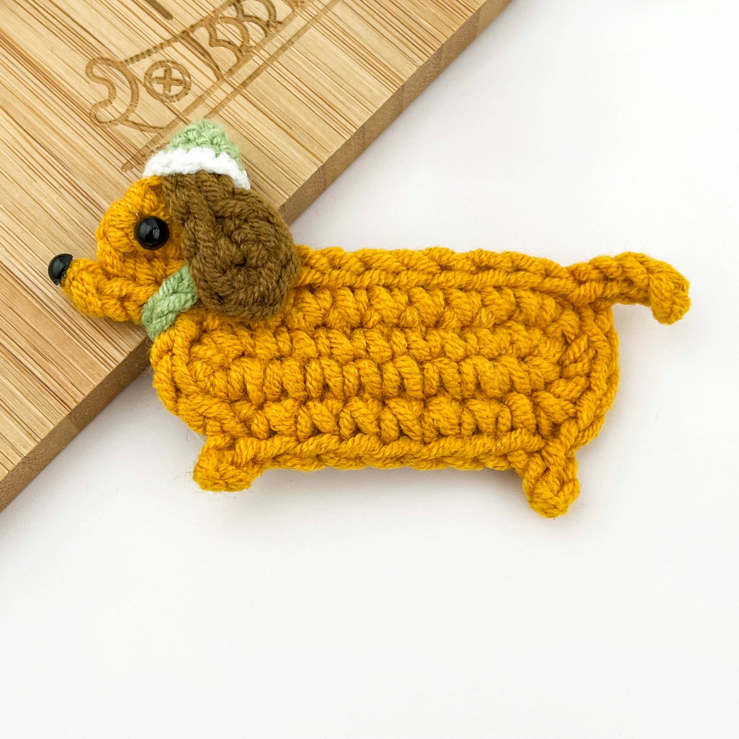 Handmade Crochet Dachshund Hair Clips, Yarn Dog Barrettes