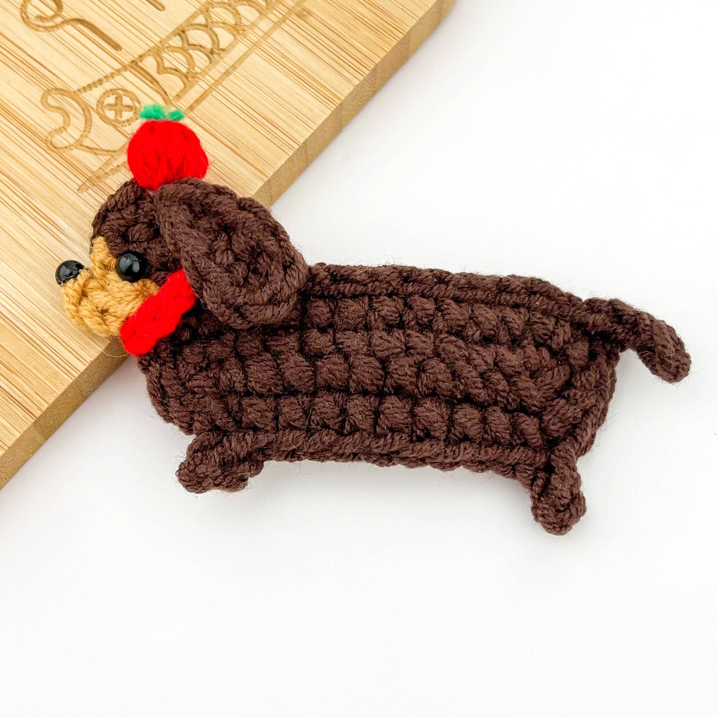 Handmade Crochet Dachshund Hair Clips, Yarn Dog Barrettes