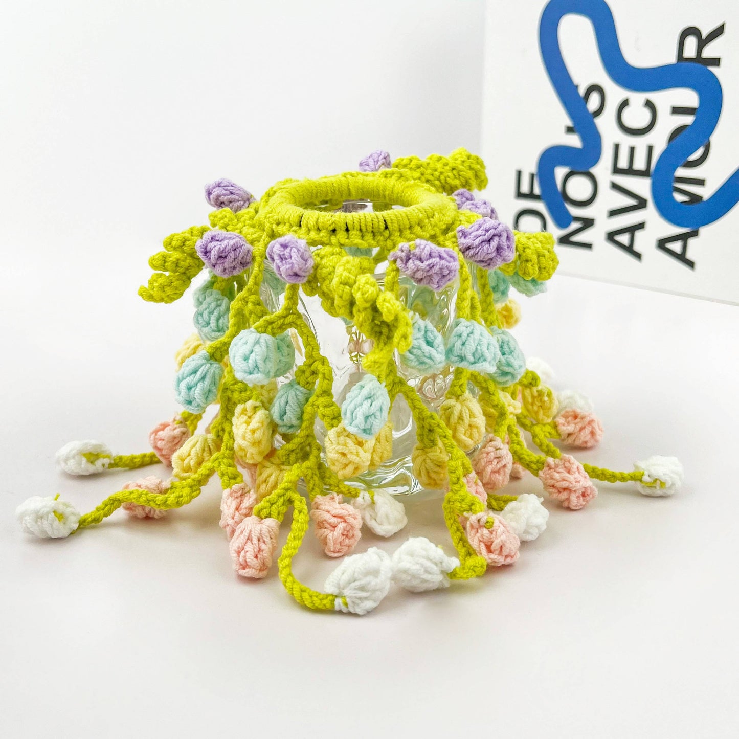 Hand Crocheted Wisteria Flower Hair Scrunchie
