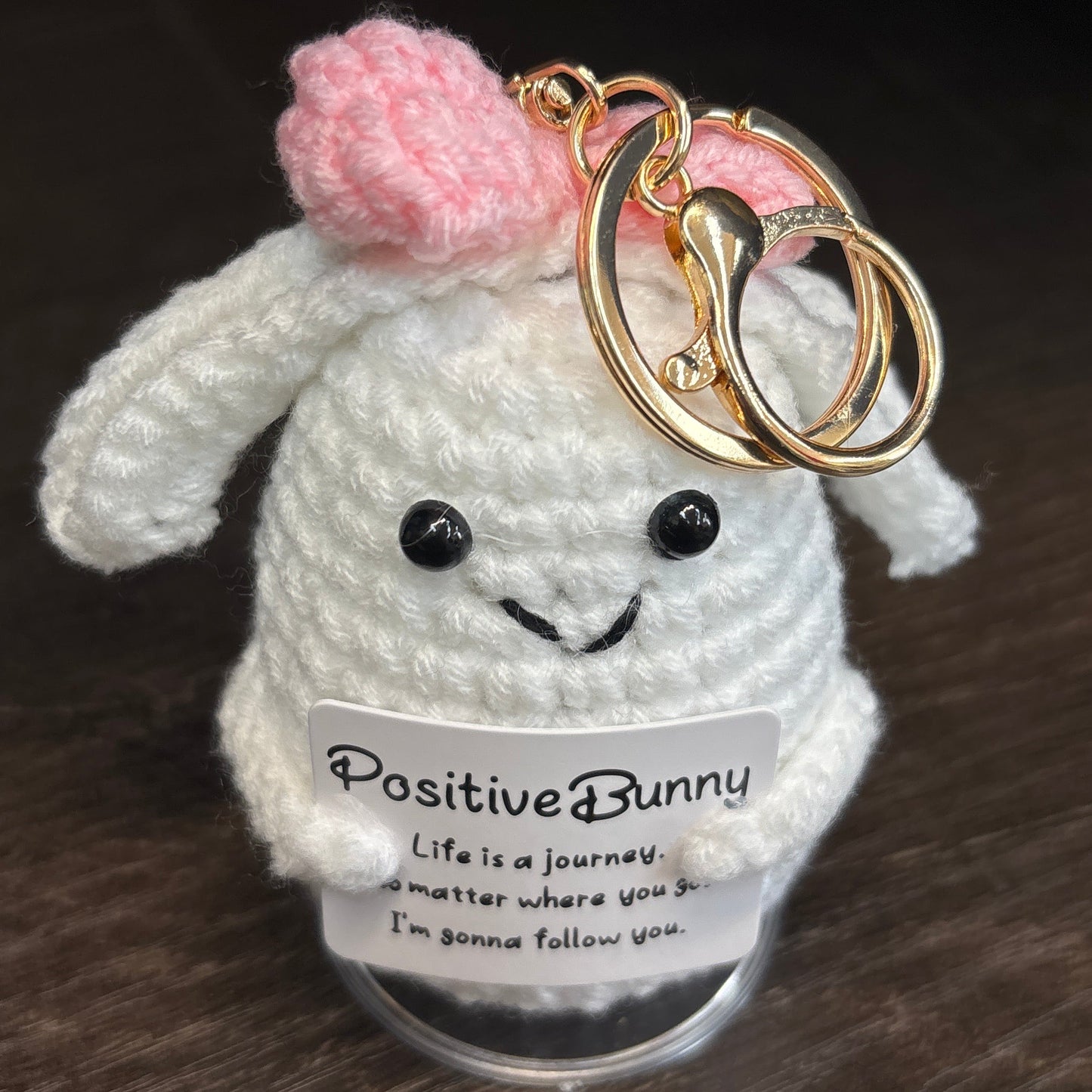 Emotional Support Crochet Keychain with Inspire quotes