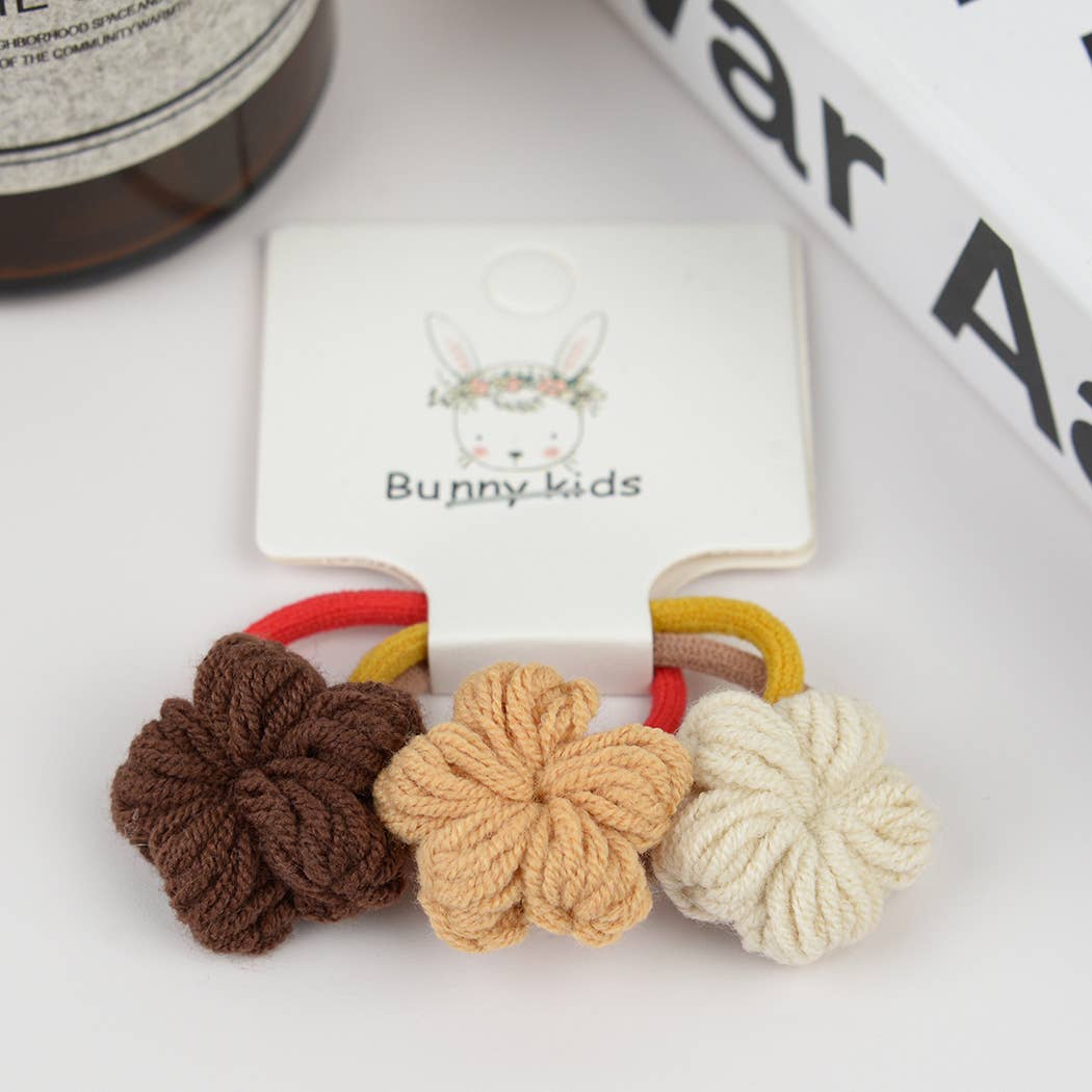 Handmade Crochet Flower Hair Ties-Set of 3