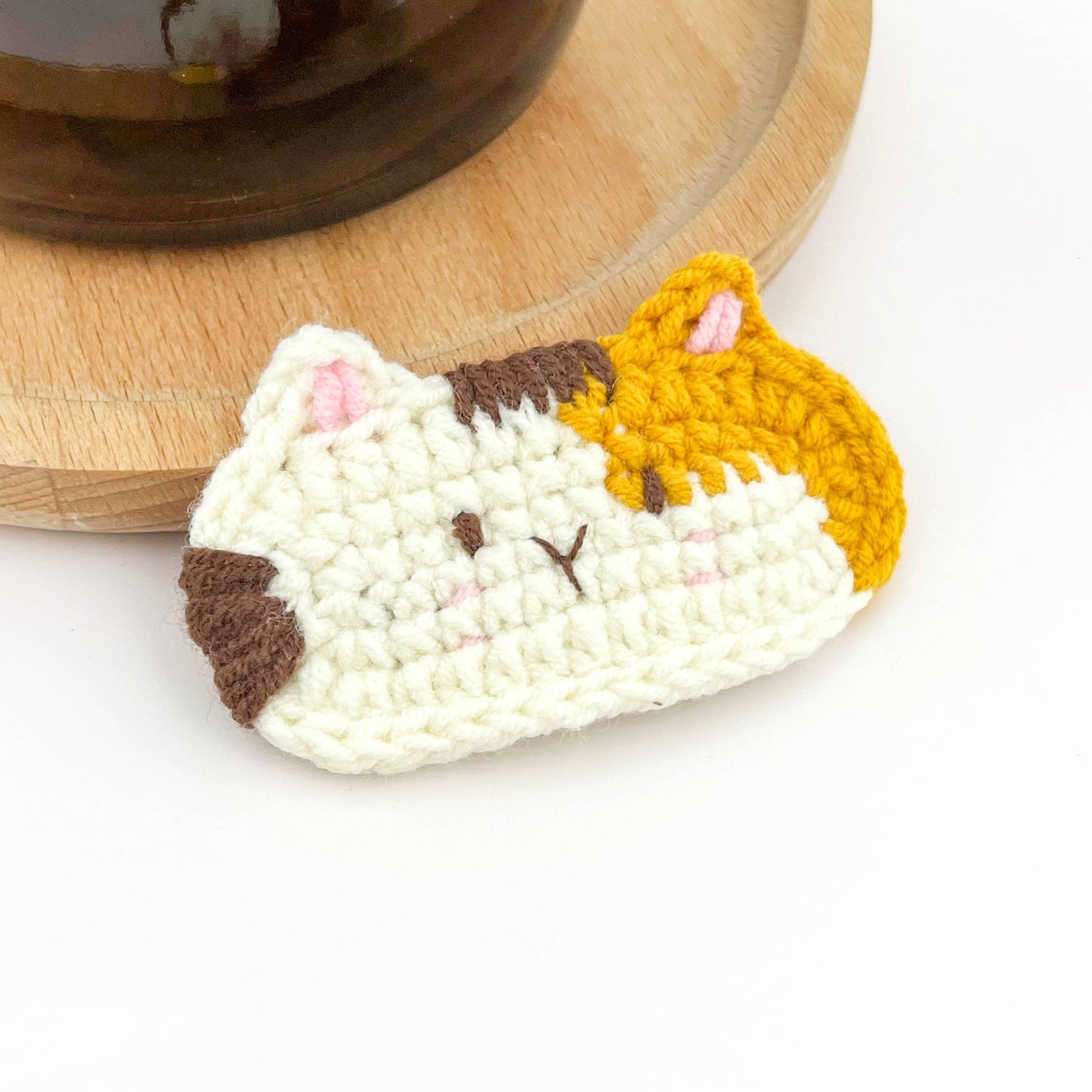 Handmade Crochet Cat Hair Clips, Cute Yarn Kitten Barrettes
