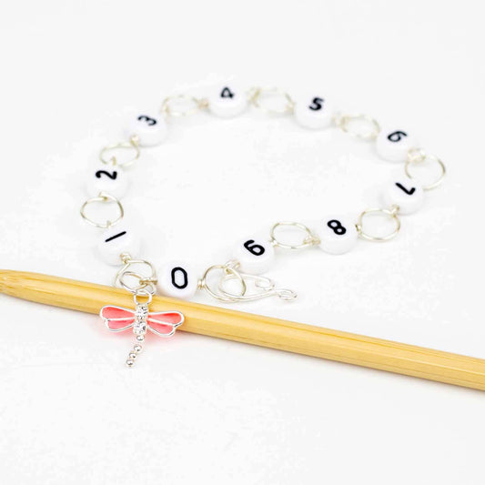 Pink Dragonfly Circle Chain Row Counter
