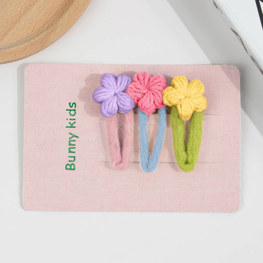 3Pcs Handmade Crochet Flower Hair Clips
