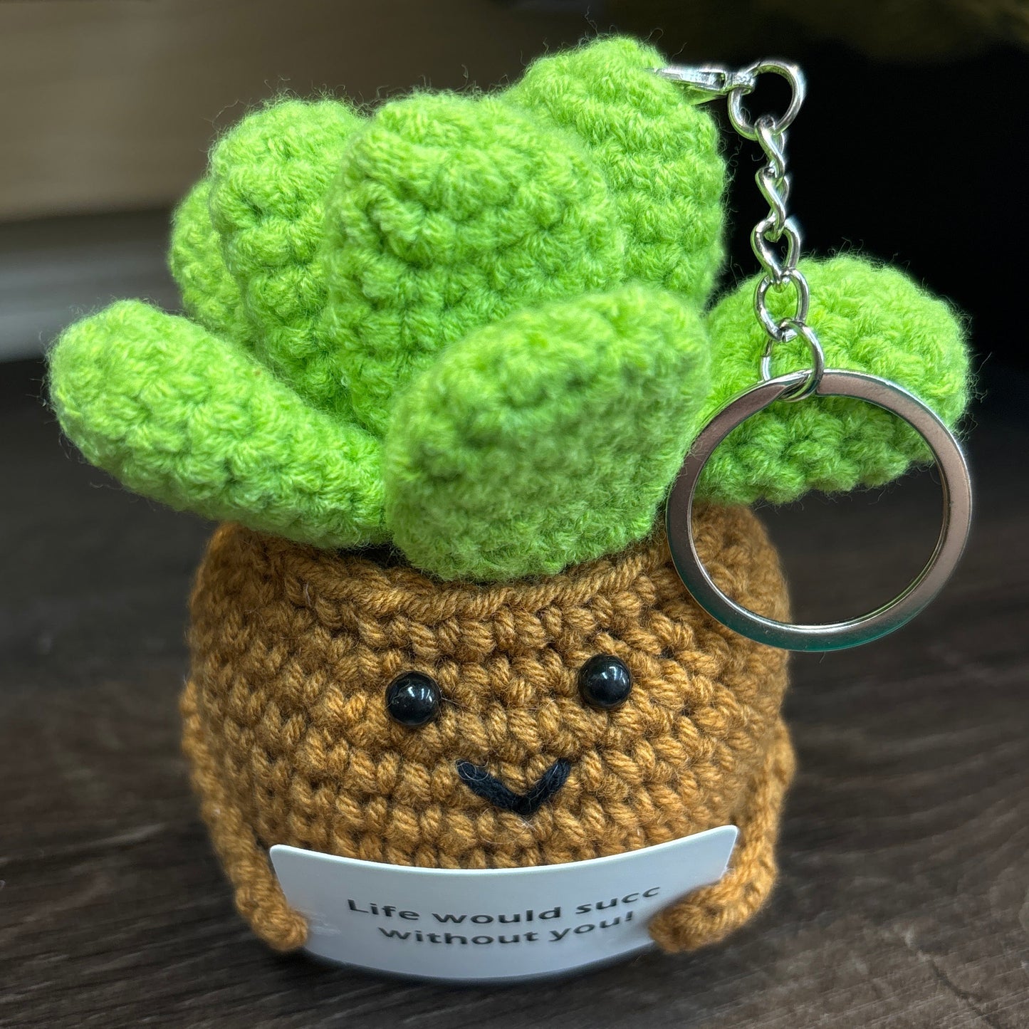 Emotional Support Crochet Keychain with Inspire quotes
