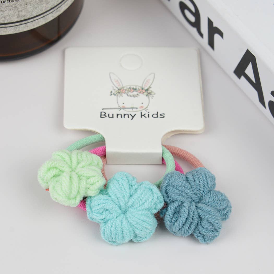 Handmade Crochet Flower Hair Ties-Set of 3
