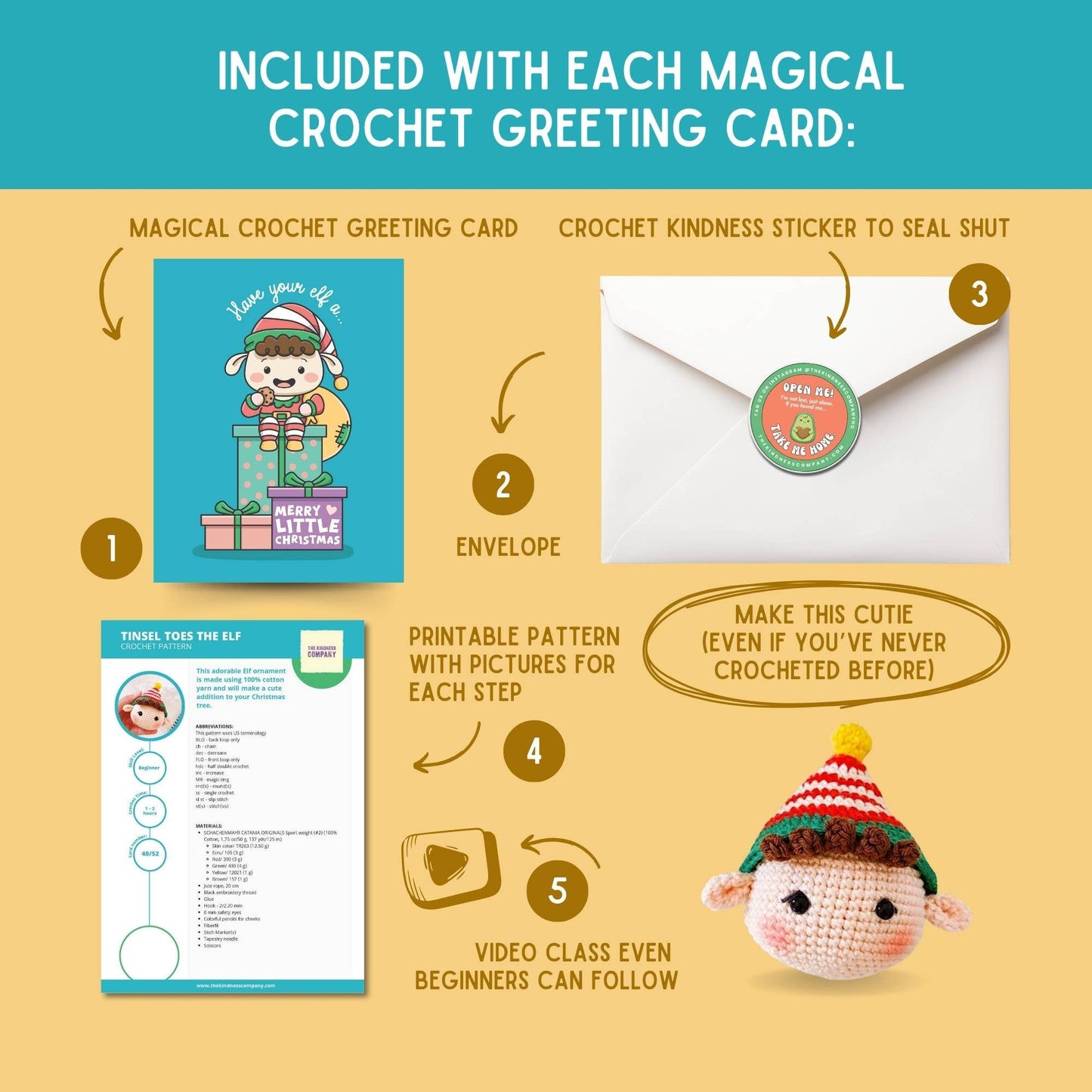 Christmas Card & Elf Crochet Pattern