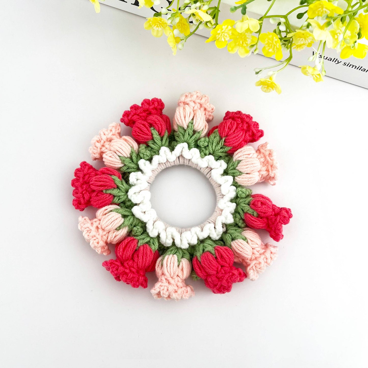 Handwoven Lily of the Valley Scrunchie, Flower Hair Tie