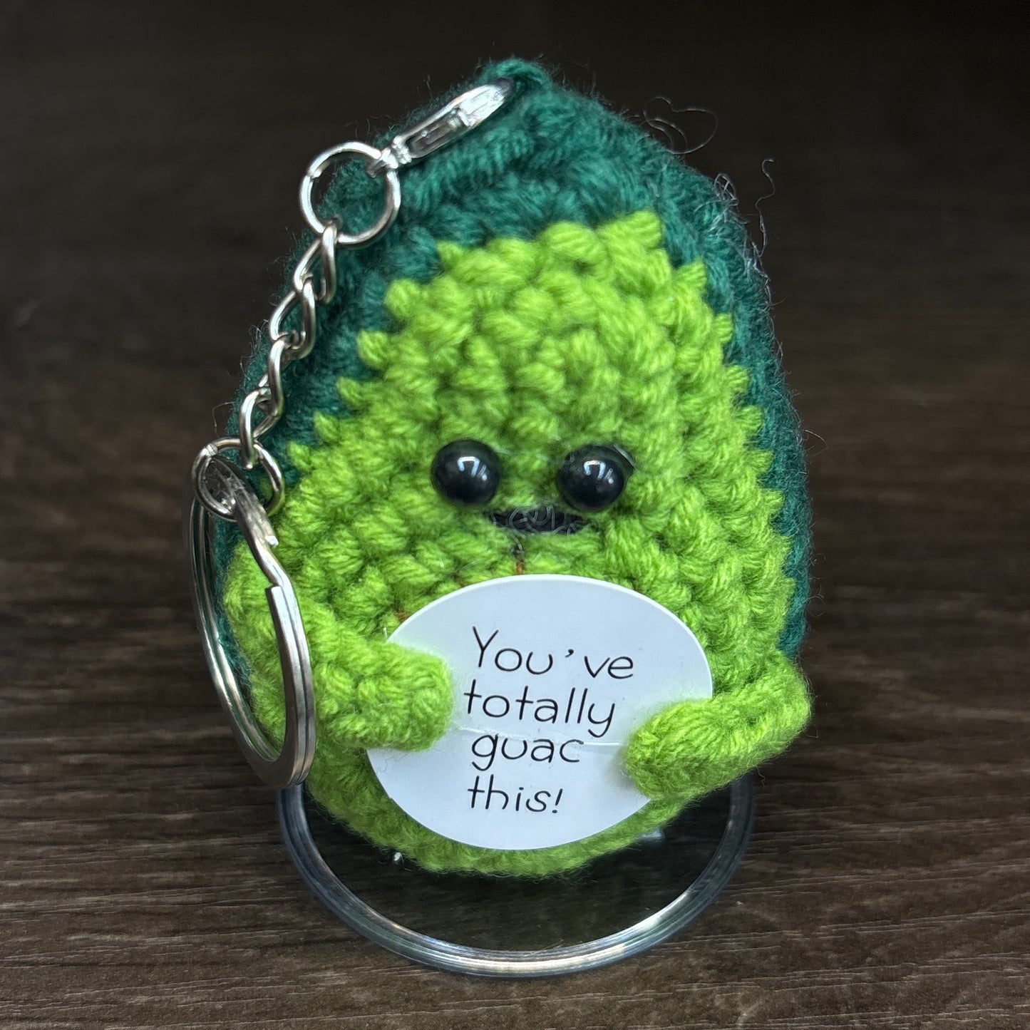 Emotional Support Crochet Keychain with Inspire quotes