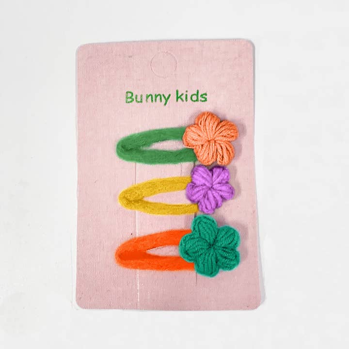 3Pcs Handmade Crochet Flower Hair Clips