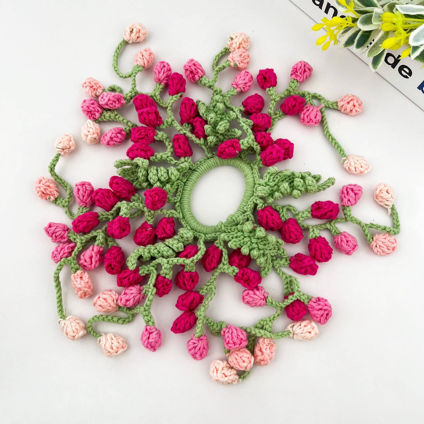 Hand Crocheted Wisteria Flower Hair Scrunchie