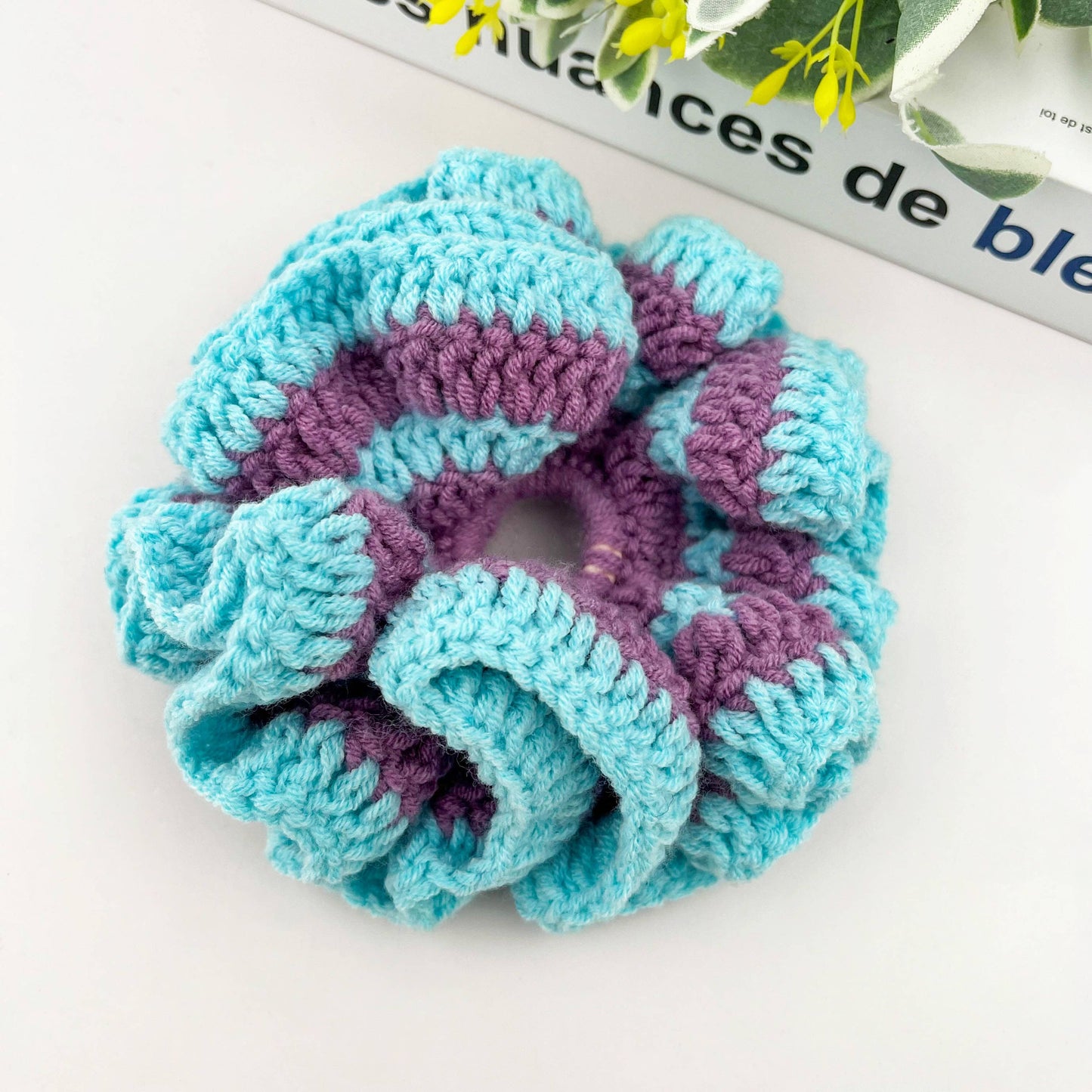 Hand Crocheted Double Layer Yarn Hair Scrunchie