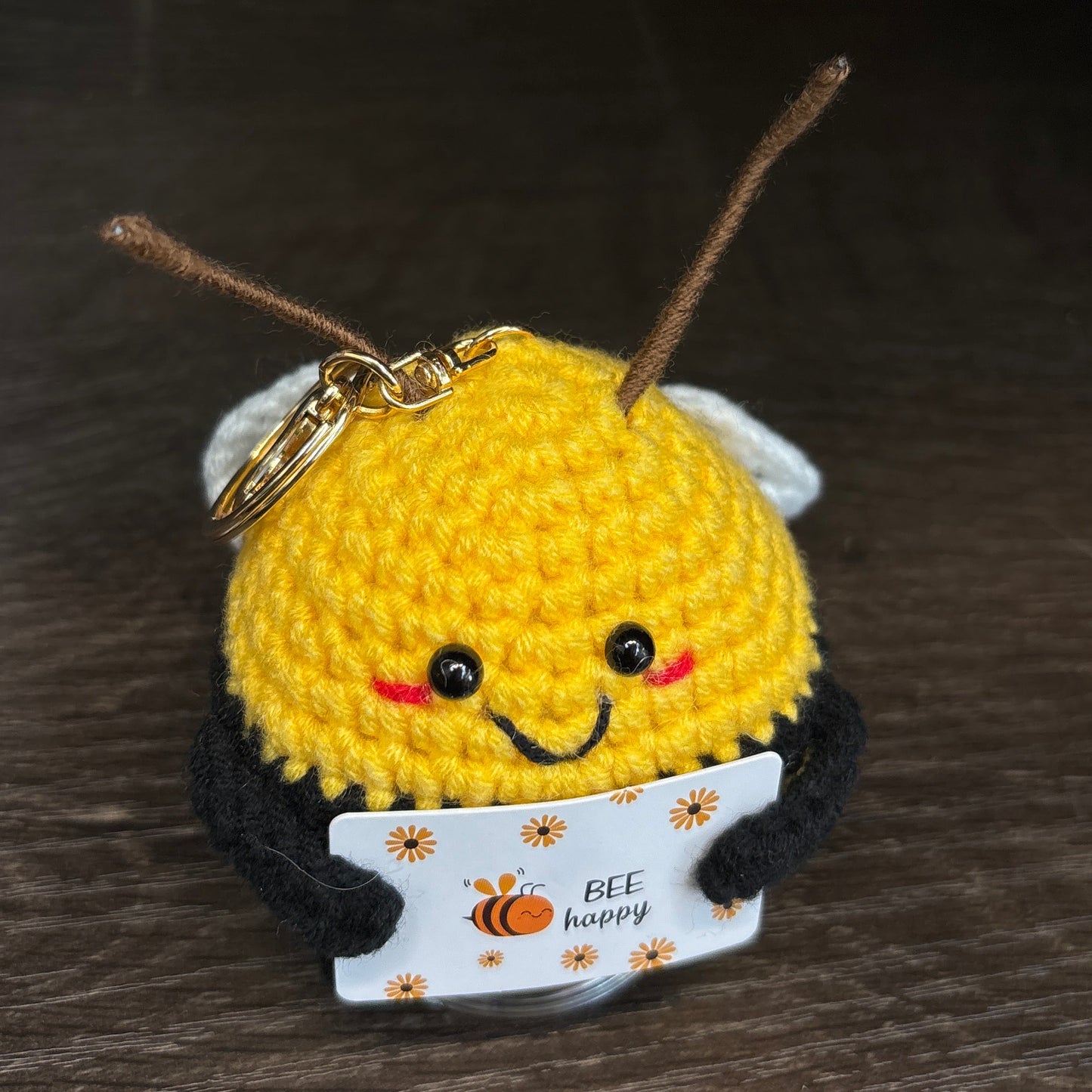 Emotional Support Crochet Keychain with Inspire quotes