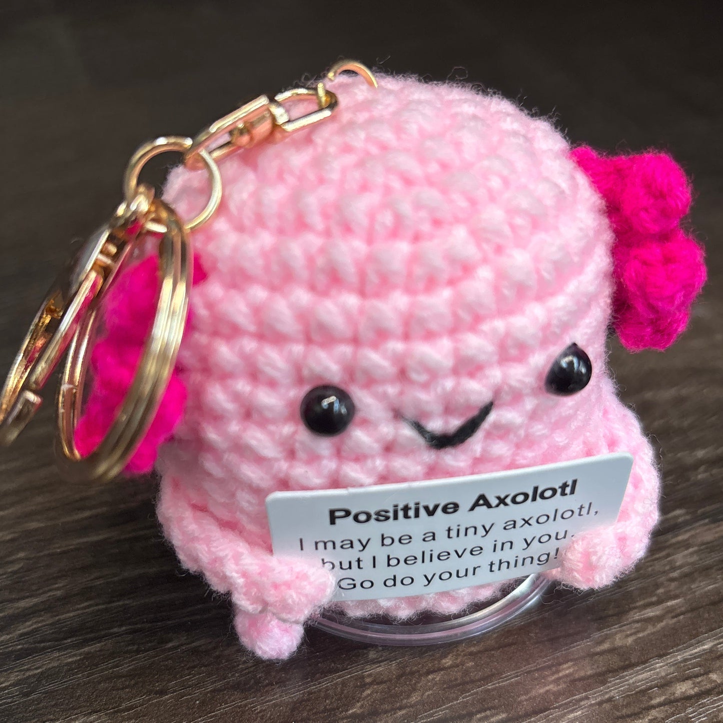 Emotional Support Crochet Keychain with Inspire quotes