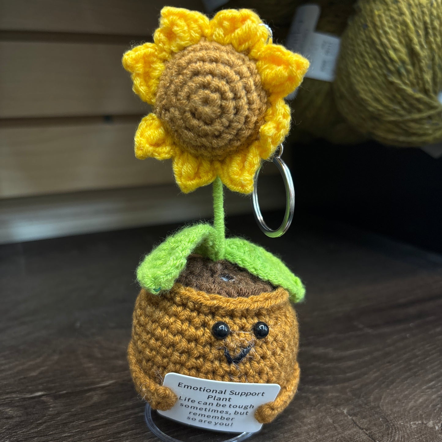 Emotional Support Crochet Keychain with Inspire quotes