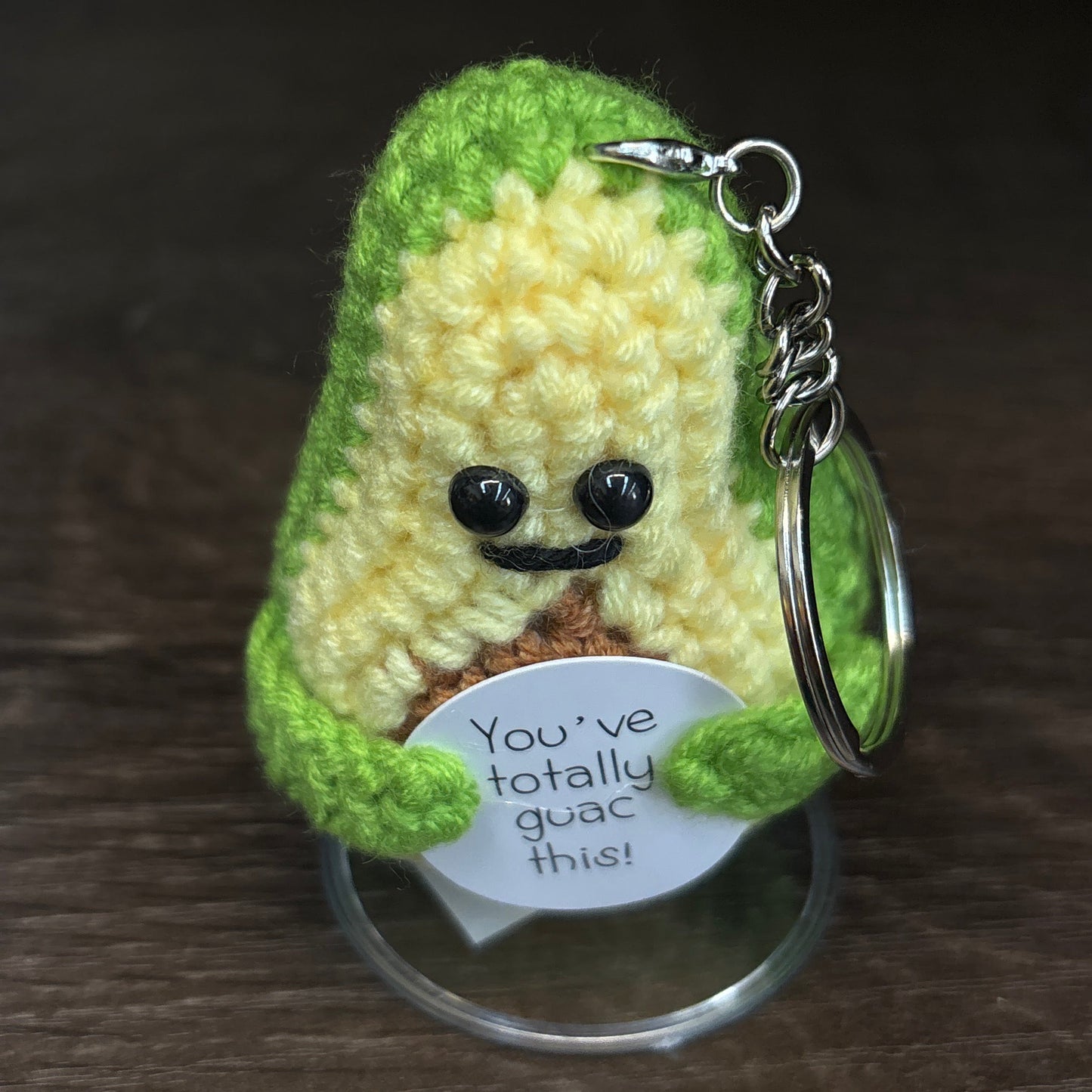 Emotional Support Crochet Keychain with Inspire quotes