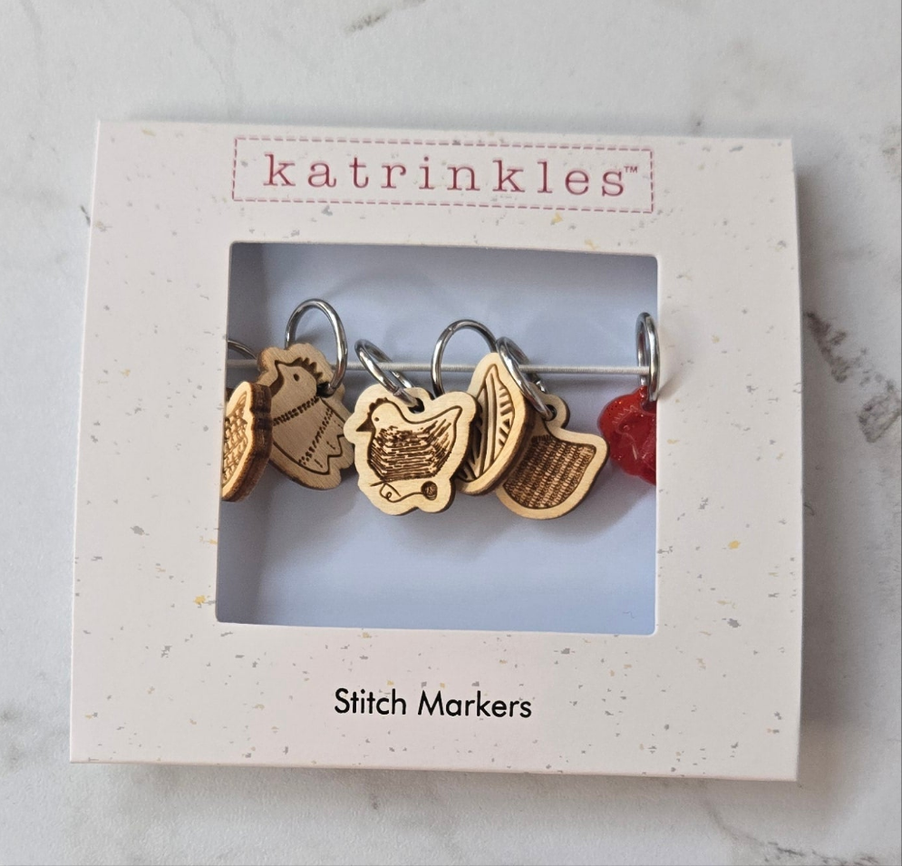 Katrinkles Yarn Chicken Wooden Stitch Markers