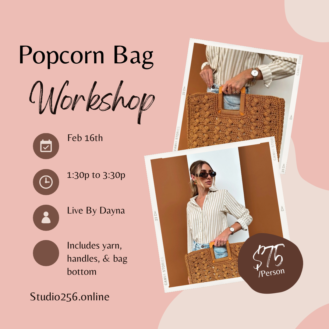 Popcorn crochet bag workshop