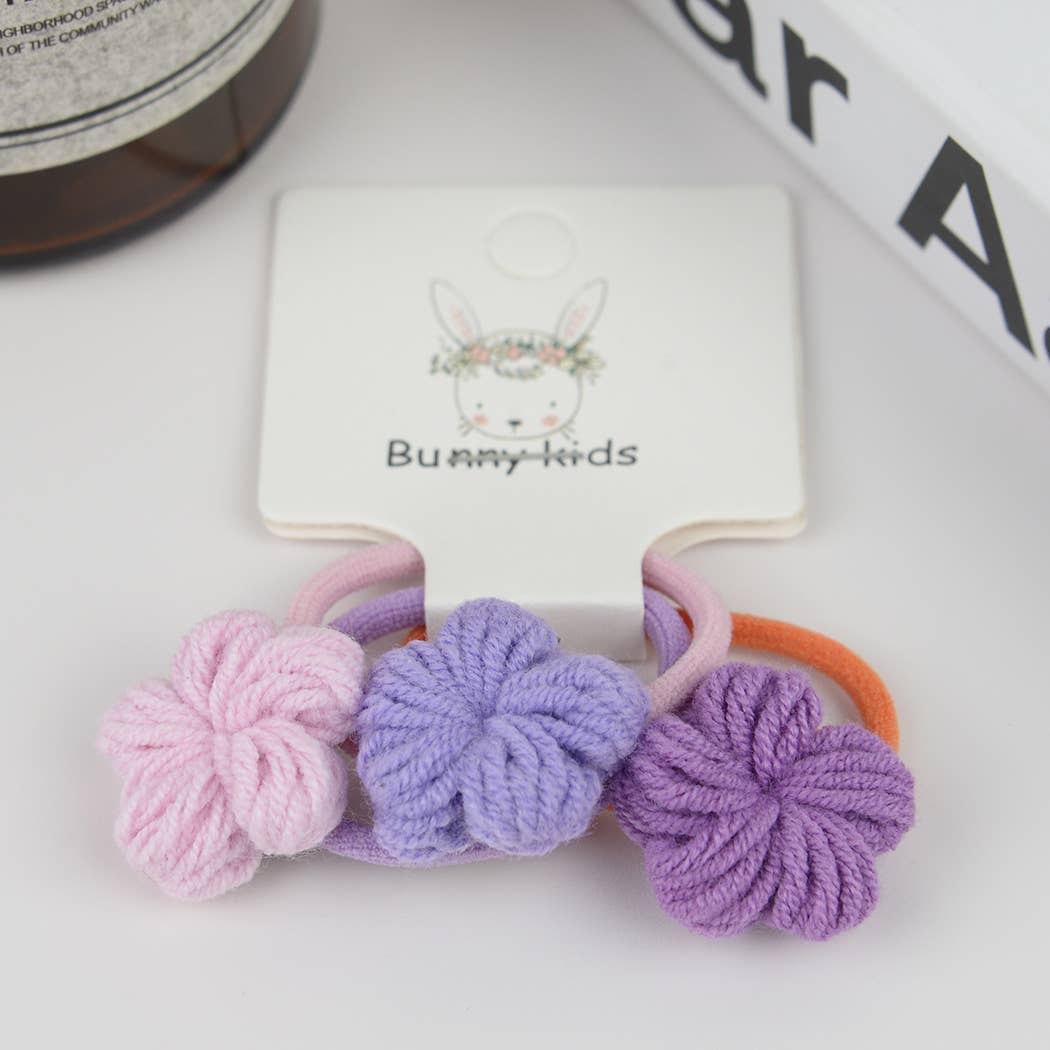 Handmade Crochet Flower Hair Ties-Set of 3