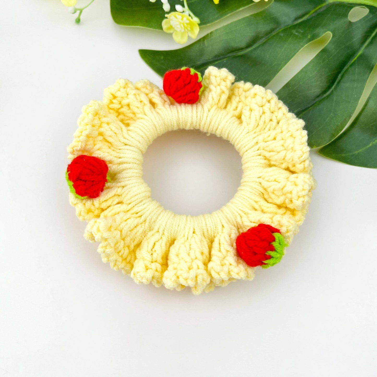 Hand Crocheted Strawberry Hair Scrunchie