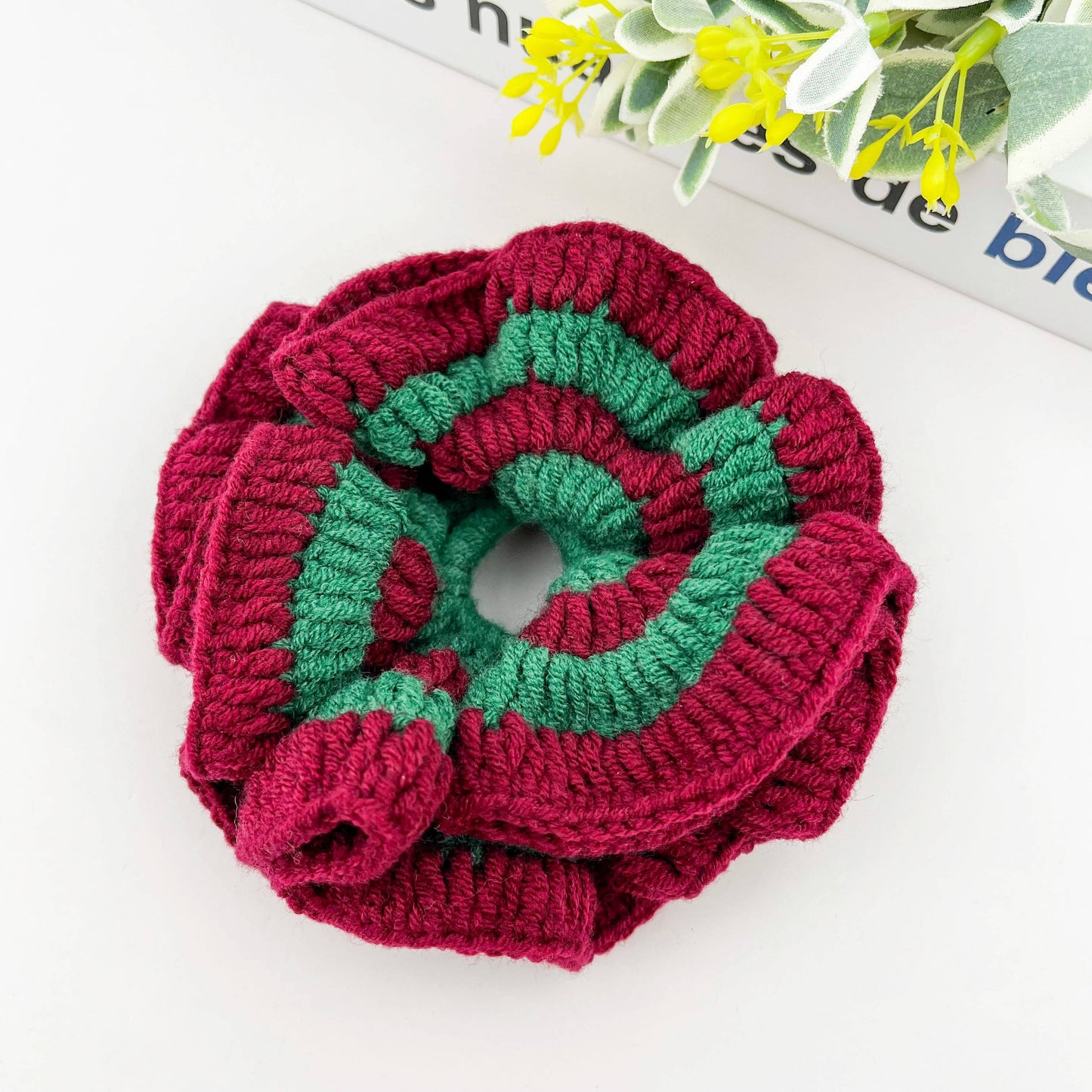 Hand Crocheted Double Layer Yarn Hair Scrunchie